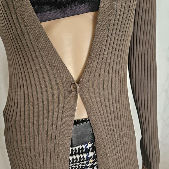 **Long Ribbed Military Green Cardigan** by BCBG MAXAZRIA - Picture 5 of 13